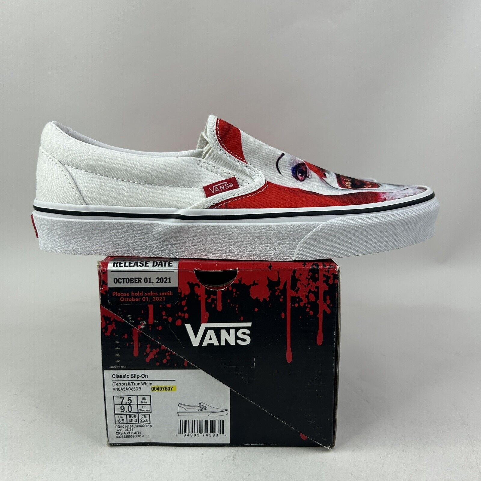 Vans Vans x House Of Terror Classic Slip-On “It/Pennywise” 2024 Size US 9 / IT 39 - 2 Thumbnail