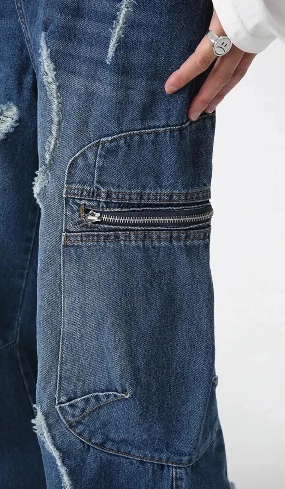 Japanese Brand Blue Color Oversized Streetwear Harajuku Denim Pants Size US 32 / EU 48 - 6 Thumbnail