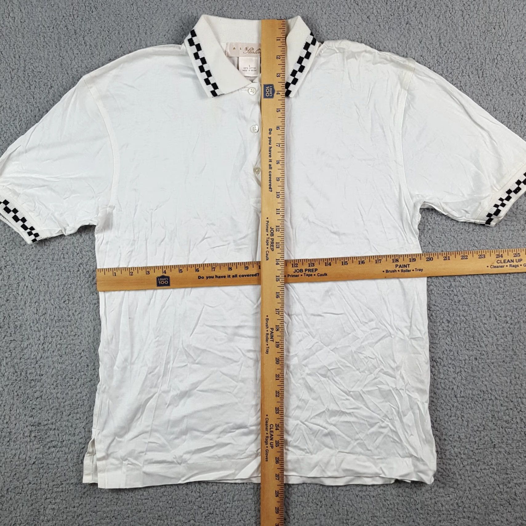 Vintage Alexa Stirling Polo Shirt Women's L White Checked Polo Shirt Short Sleeve Cotton Vintage 90s Golf Tennis Preppy Pullover Top Womens Size L / US 10 / IT 46 - 6 Thumbnail