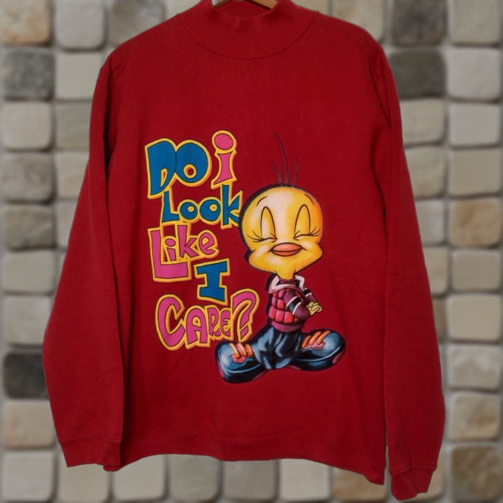 Catalina VINTAGE Catalina Tweety Bird Sweatshirt Women Large Maroon Cartoon Looney Tunes Fall Winter Pullover Size L / US 10 / IT 46 - 1 Thumbnail