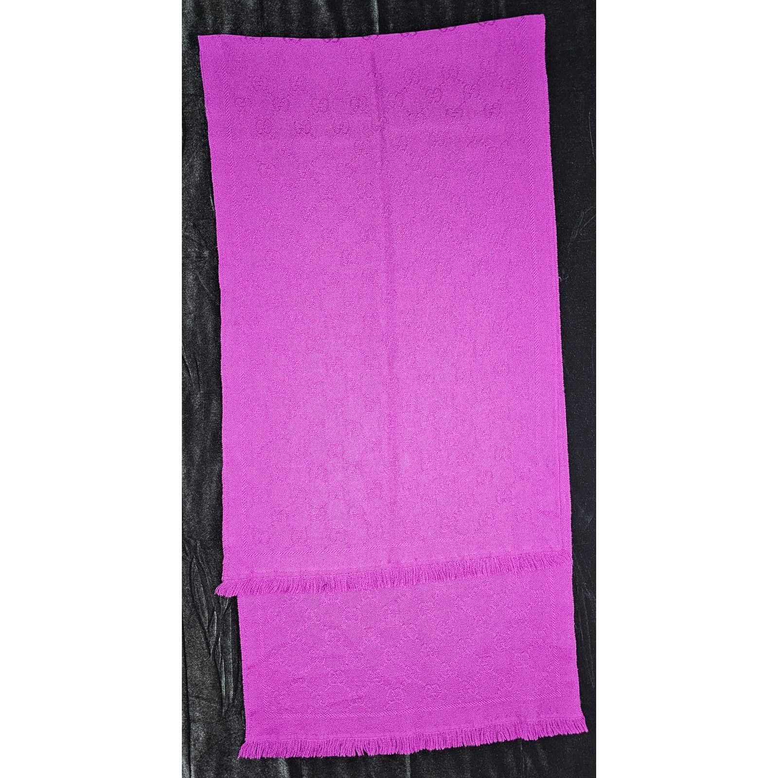 Gucci Gucci Muffler Stole Wool GG Pattern Fringe Purple Size ONE SIZE - 1 Thumbnail