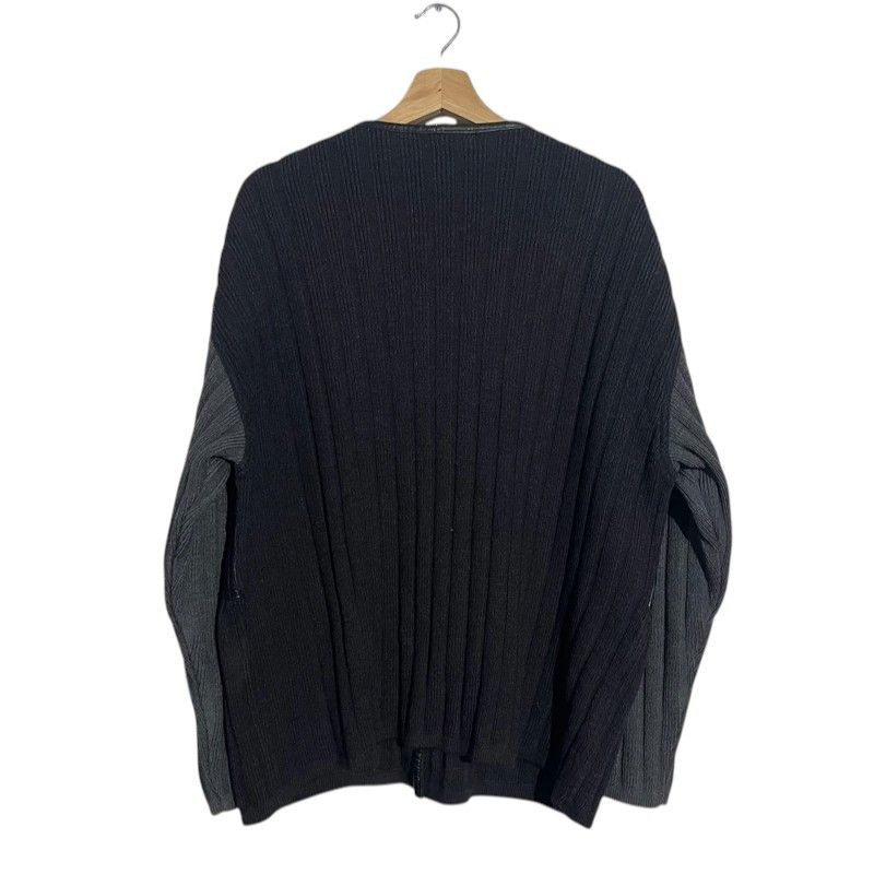 Giorgio Armani Armani Collezioni Leather-Panel Knit Cardigan, 2000s Size US L / EU 52-54 / 3 - 2 Thumbnail