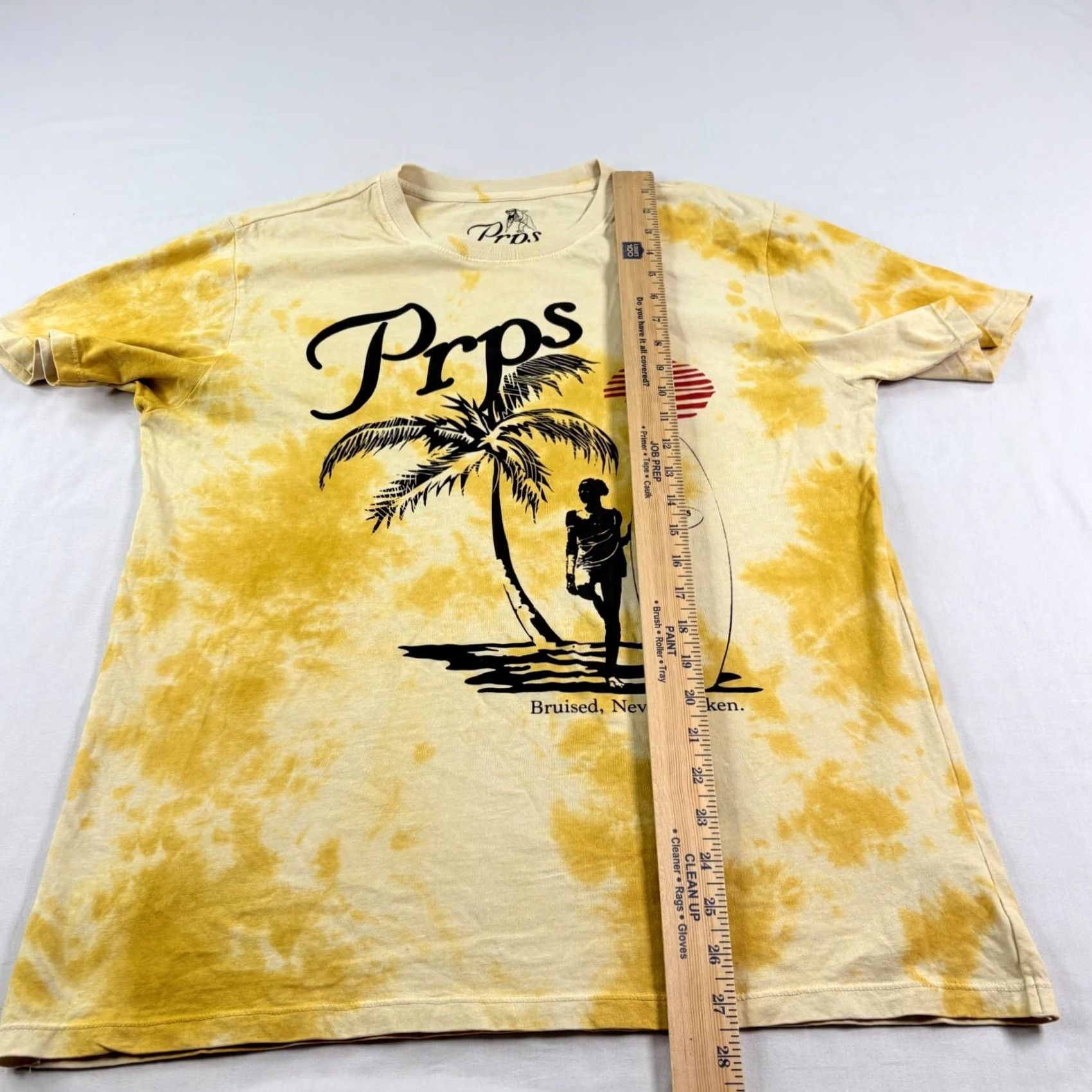 Prps PRPS Shirt Mens M Yellow Tie Dye Surf Graphic Crew Neck Short Sleeve Size US M / EU 48-50 / 2 - 5 Thumbnail
