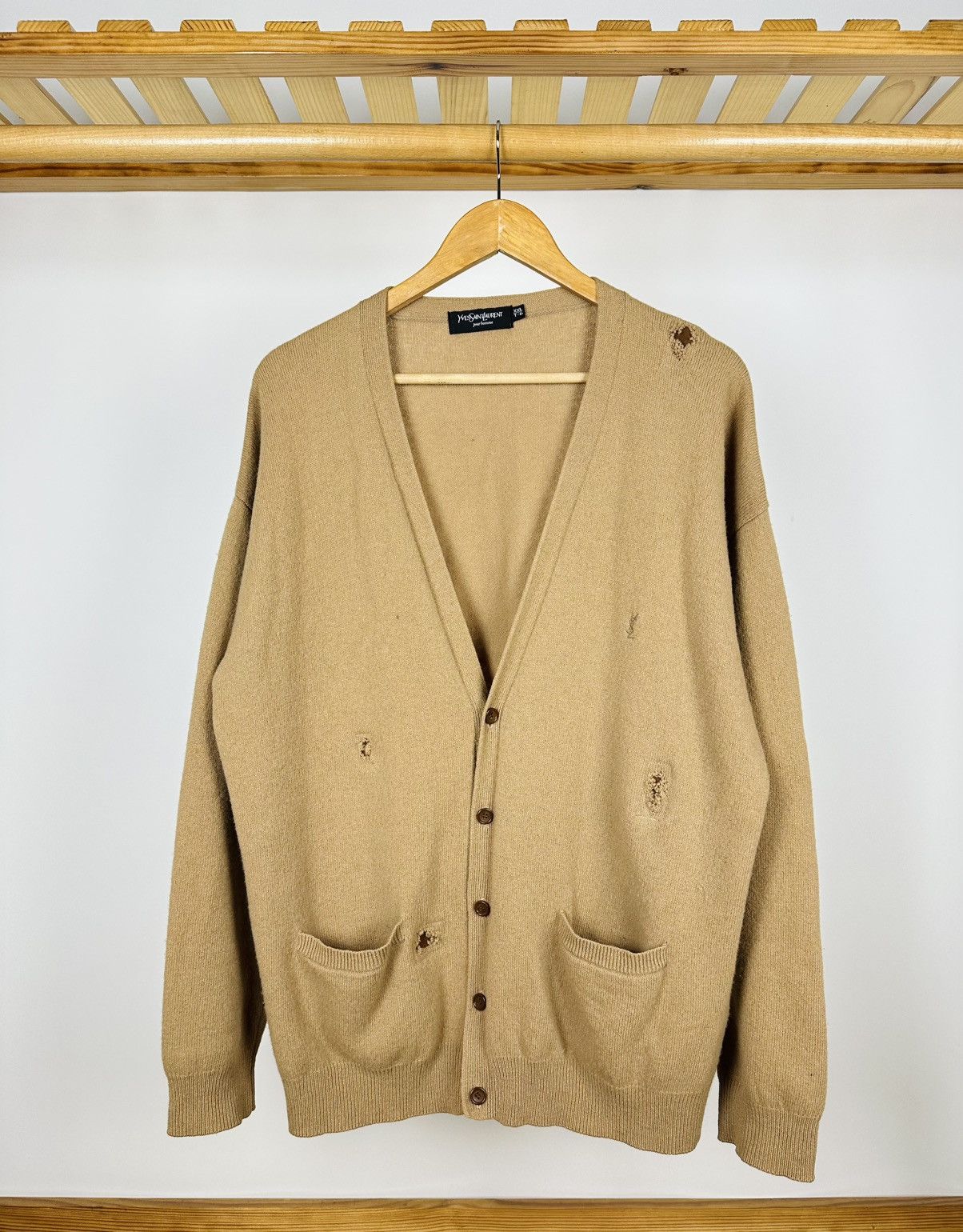 Yves Saint Laurent Yves Saint Laurent Distressed Button Cardigan Sweater 1 of 1 Size US XXL / EU 58 / 5 - 1 Thumbnail