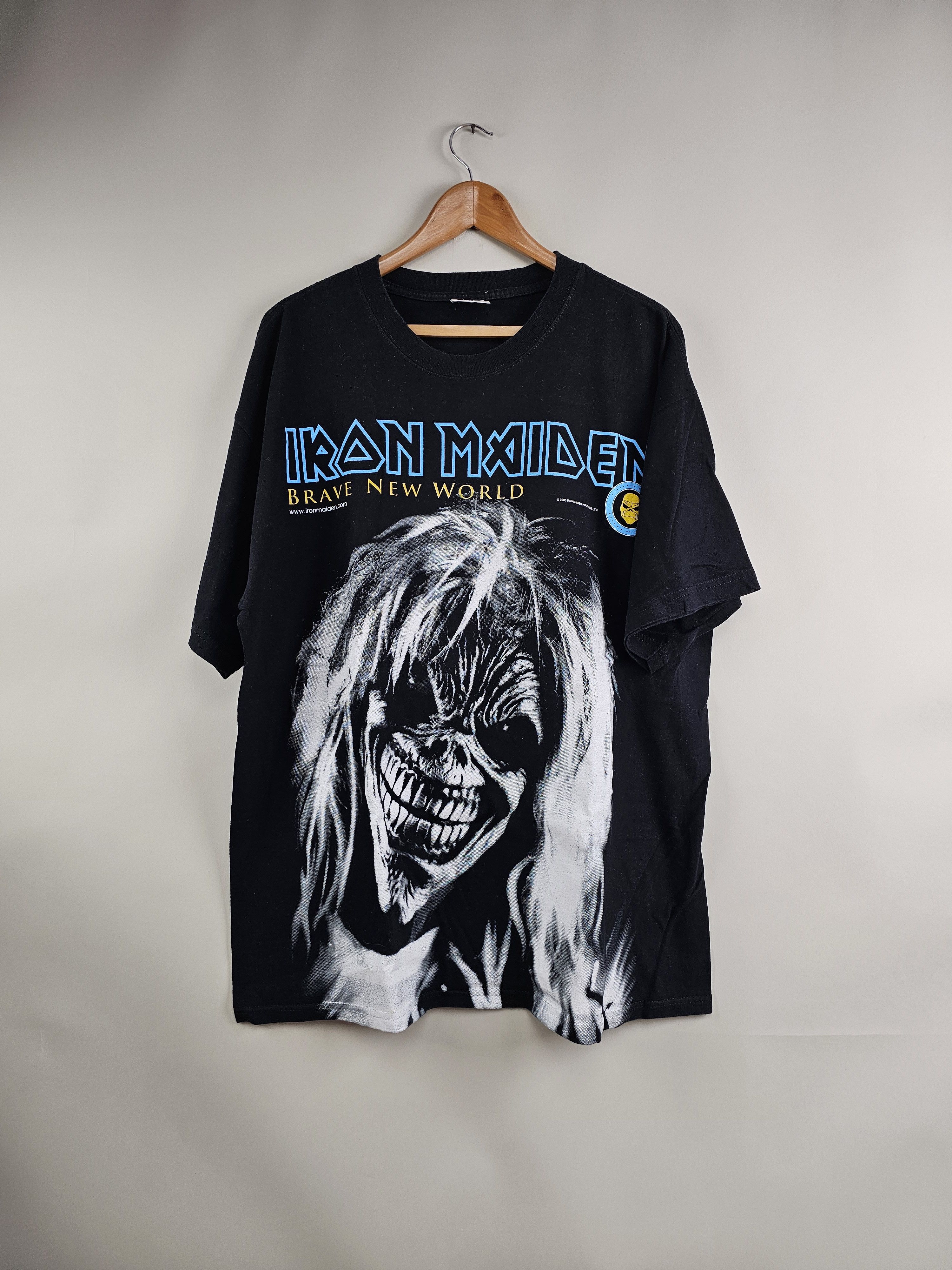 image of Band Tees x Iron Maiden 2000 Iron Maiden Brave New World Full Print XL 23" 30.5" in Black, Men's