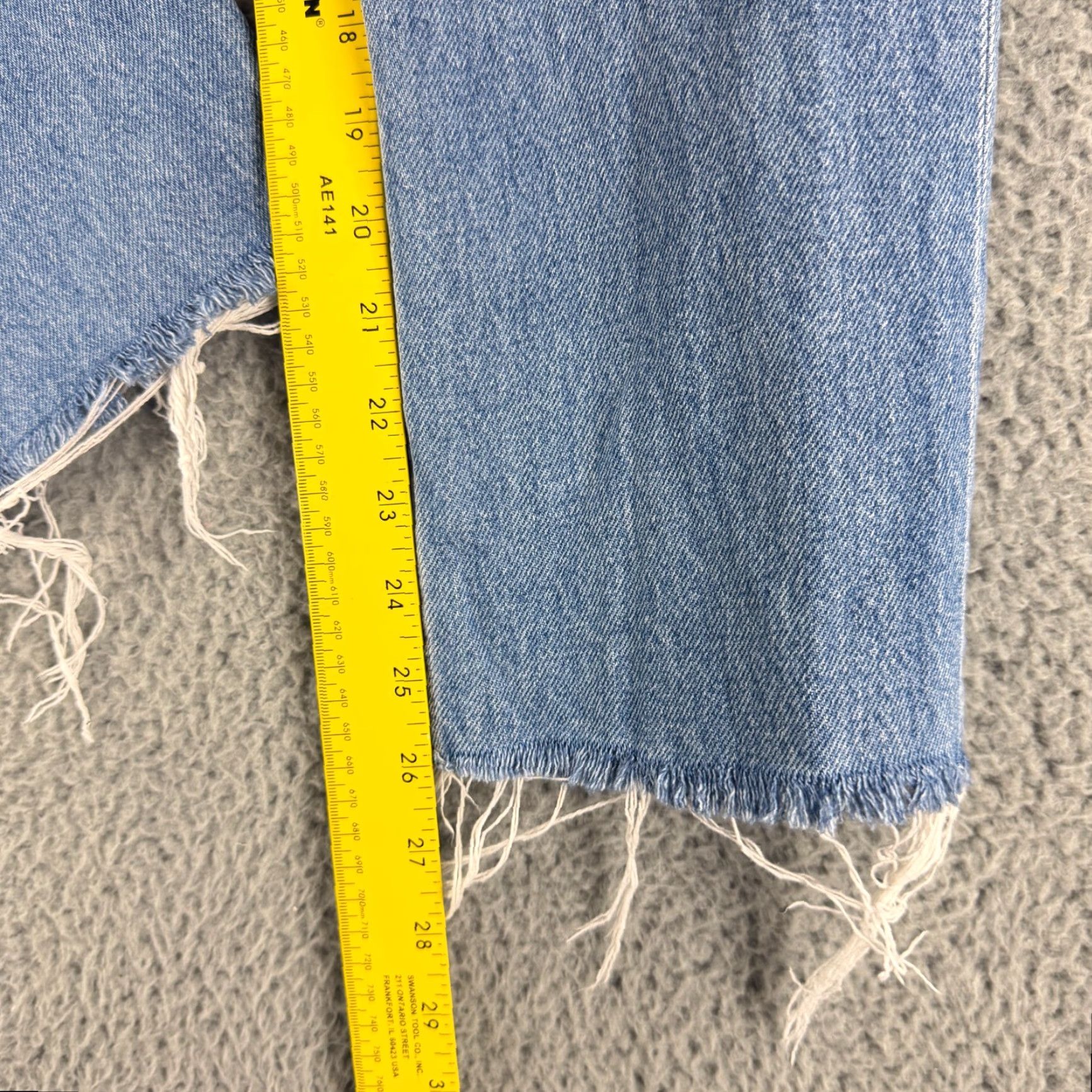 Vintage NoEnd Denim High Rise Straight Crop Jeans Womens Size 29 Blue Frayed Hem USA Made Size 29" - 7 Thumbnail