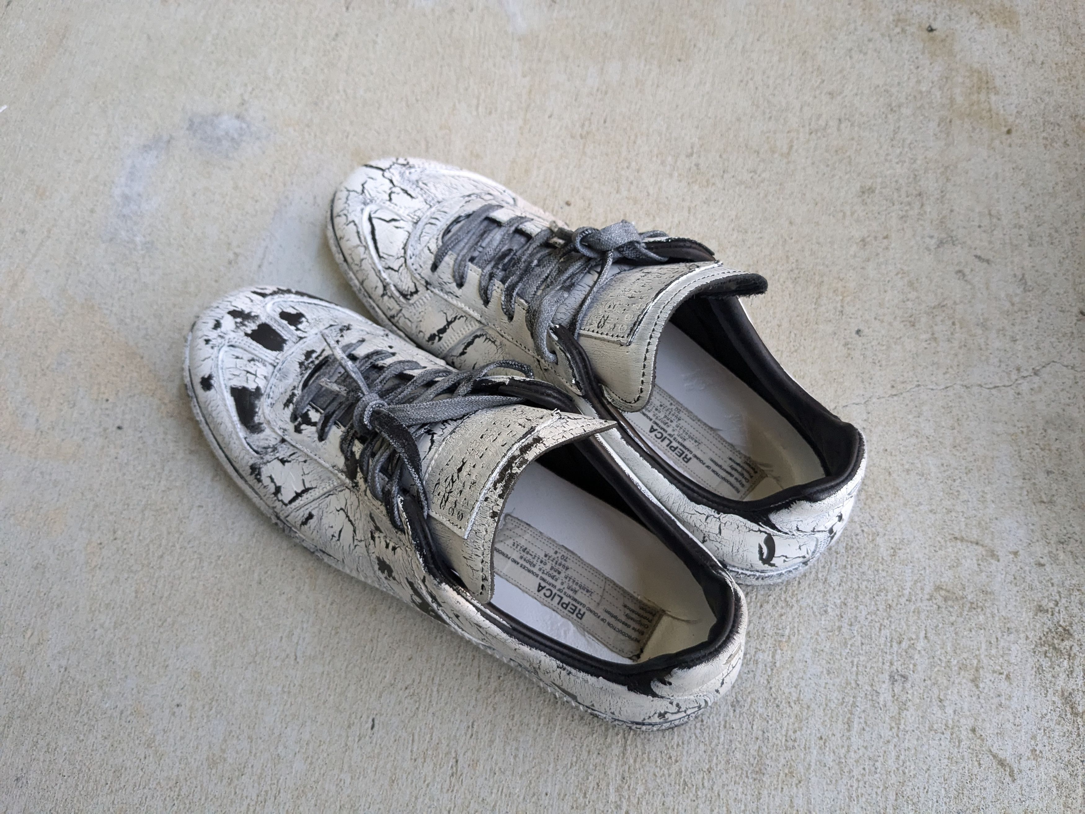 Maison Margiela Maison Margiela GAT White 8 41 Paint Low Tops Black Leather Size US 8 / EU 41 - 16 Thumbnail