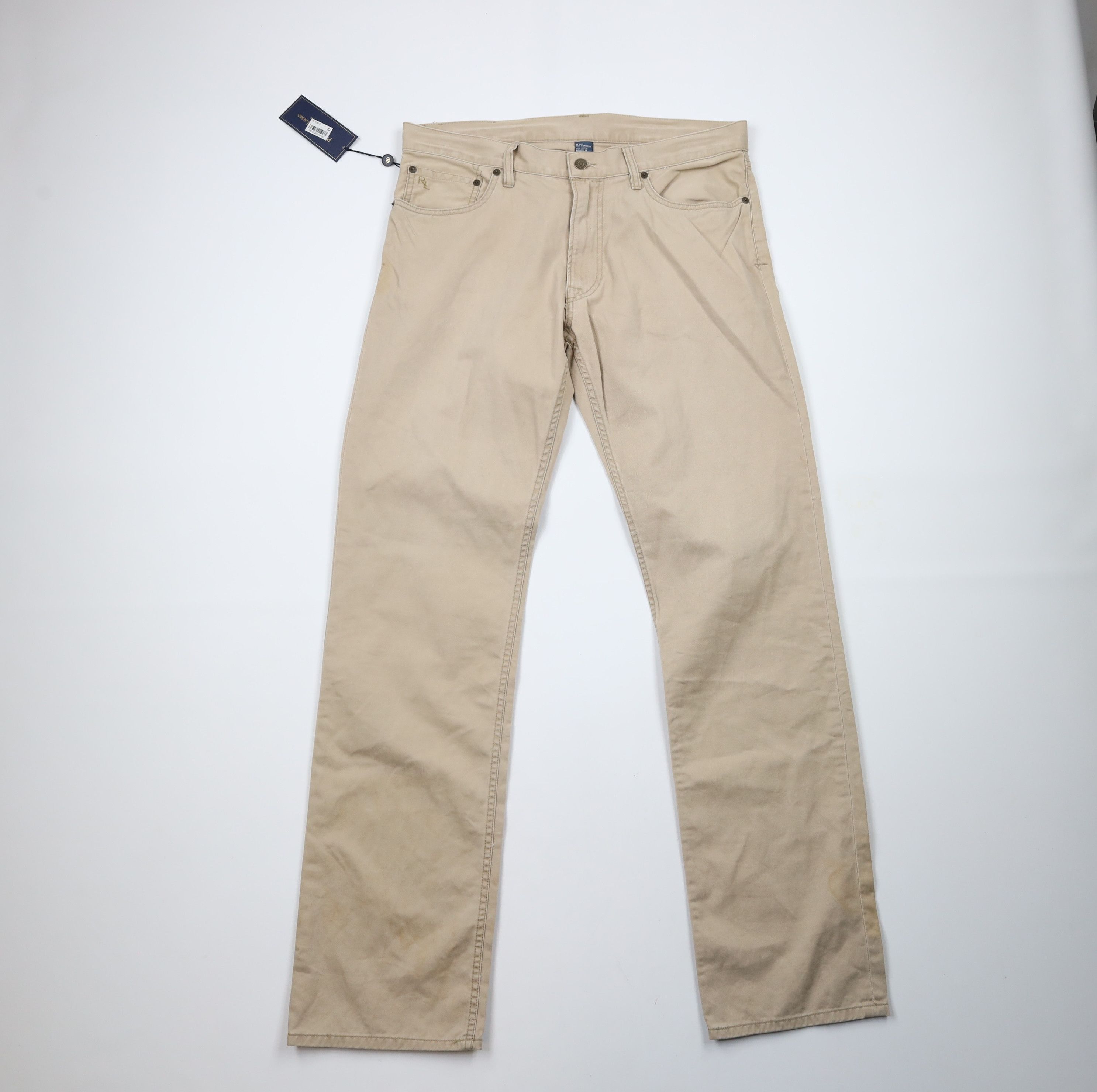 Ralph Lauren × Vintage Deadstock Vintage Ralph Lauren Leg Cotton Twill Pants Beige Size US 34 / EU 50 - 1 Thumbnail