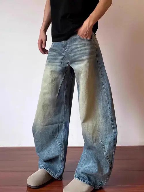 VIBE Washed and Distressed Blue Wide Leg Jeans Size US 32 / EU 48 - 8 Thumbnail