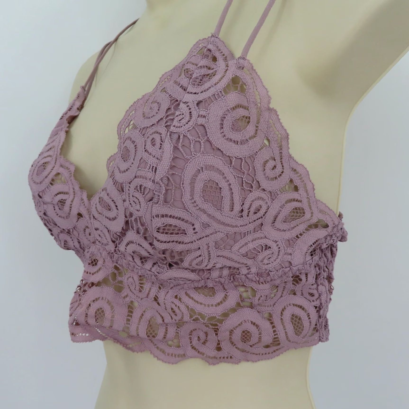 Vintage PINK Victorias Secret Bra Bralette Wireless Lined Strappy Medium Purple One Size M Womens Size ONE SIZE - 4 Thumbnail