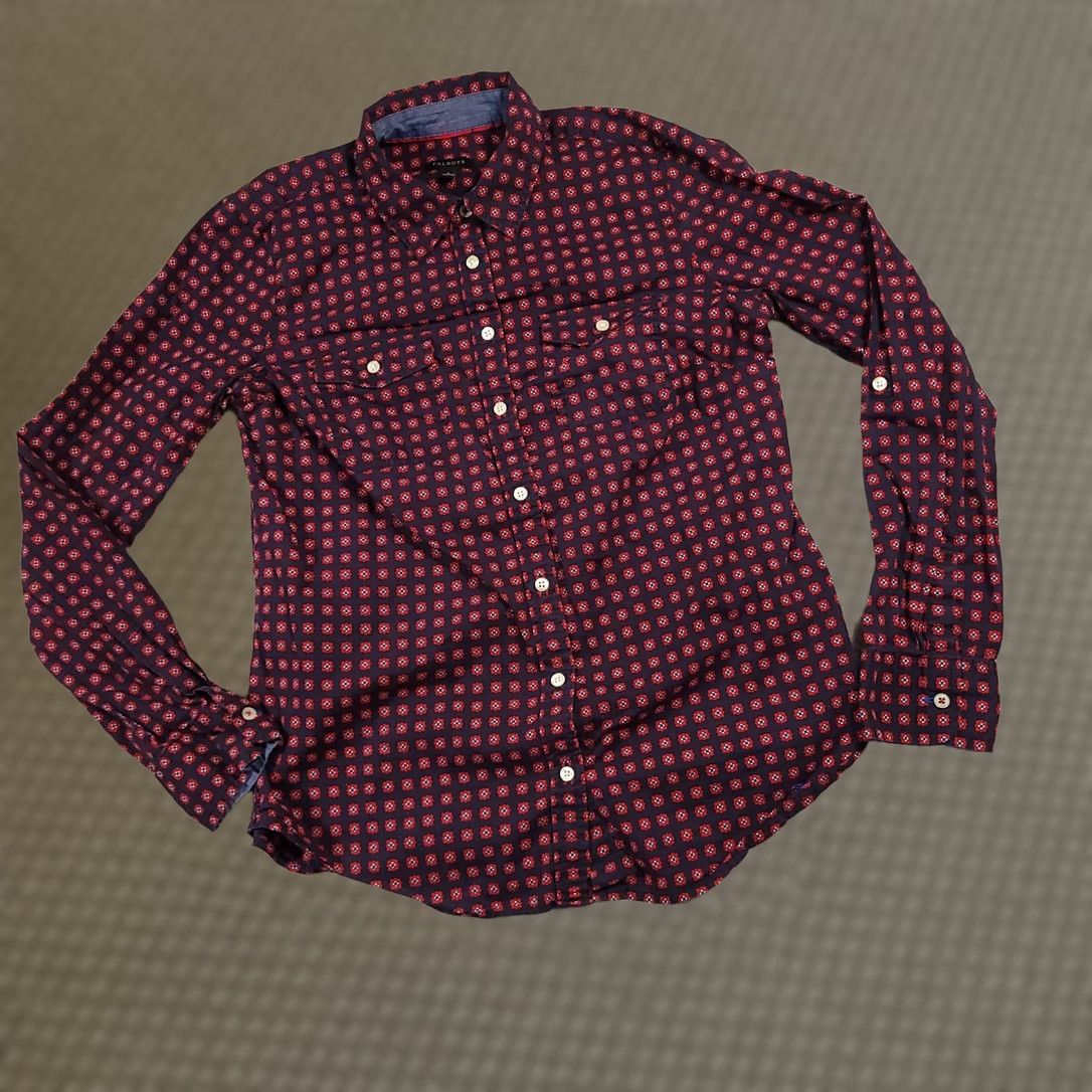 Talbots Talbots Shirt Womens 6 Navy Floral Button-Up Long Sleeve Pearl Snap Western Embroidered Bow Size M / US 6-8 / IT 42-44 - 1 Thumbnail