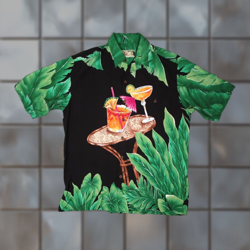 Tori Richard VINTAGE Tori Richard Hawaiian Shirt Mens Large Black Floral Button Up Tiki Cocktails Retro Size US L / EU 52-54 / 3 - 1 Thumbnail