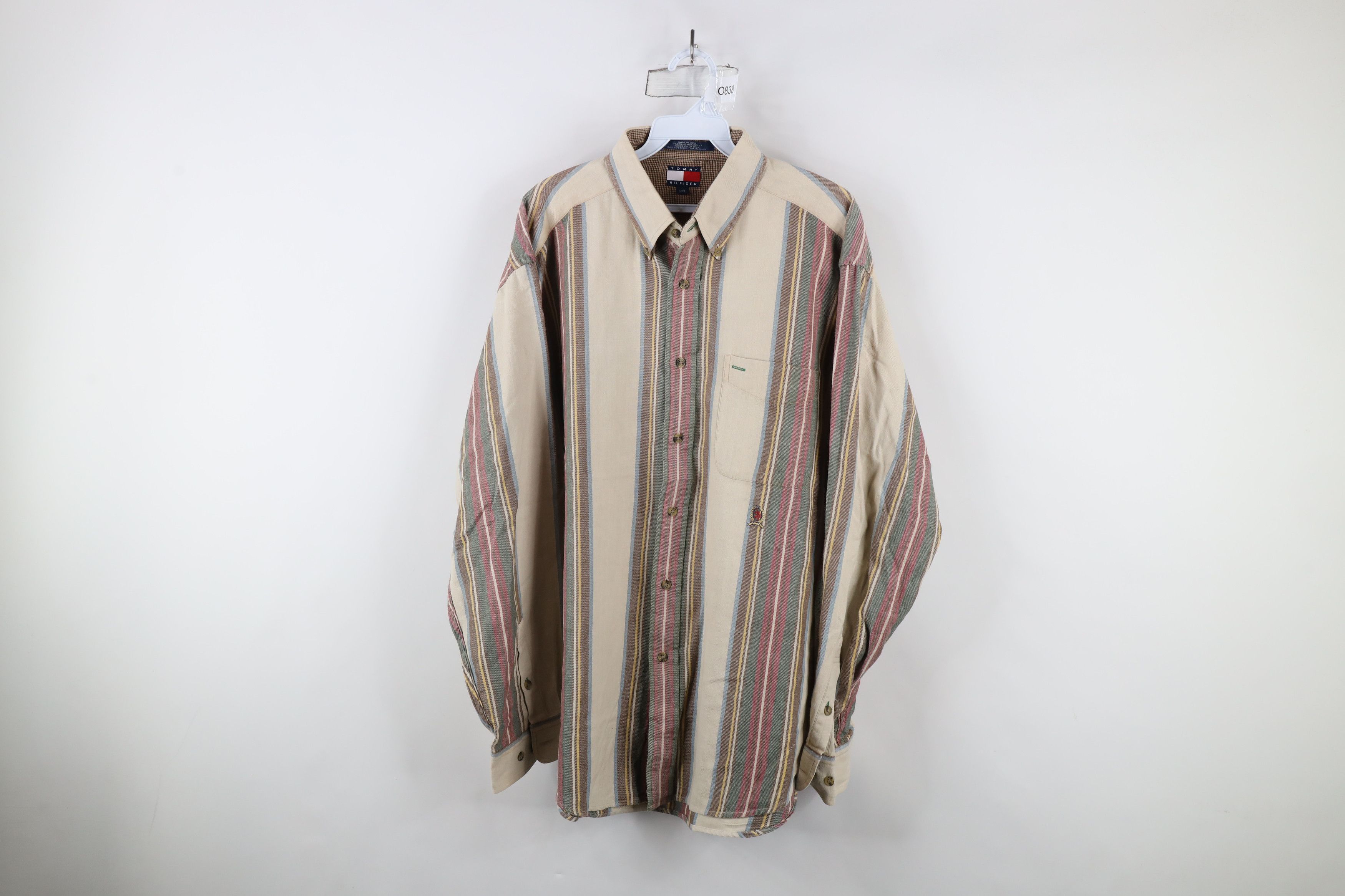 Tommy Hilfiger × Vintage Vintage 90s Tommy Hilfiger Striped Flannel Button Down Shirt Size US L / EU 52-54 / 3 - 1 Thumbnail