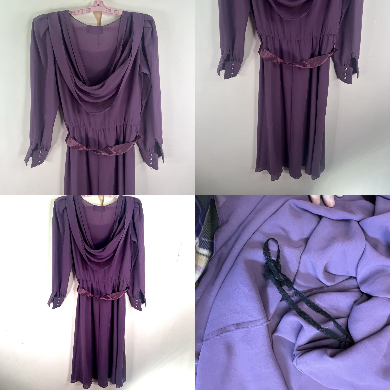 Vintage Ursula of Switzerland Dress Belted Plum Size 7/8 Size M / US 6-8 / IT 42-44 - 8 Thumbnail