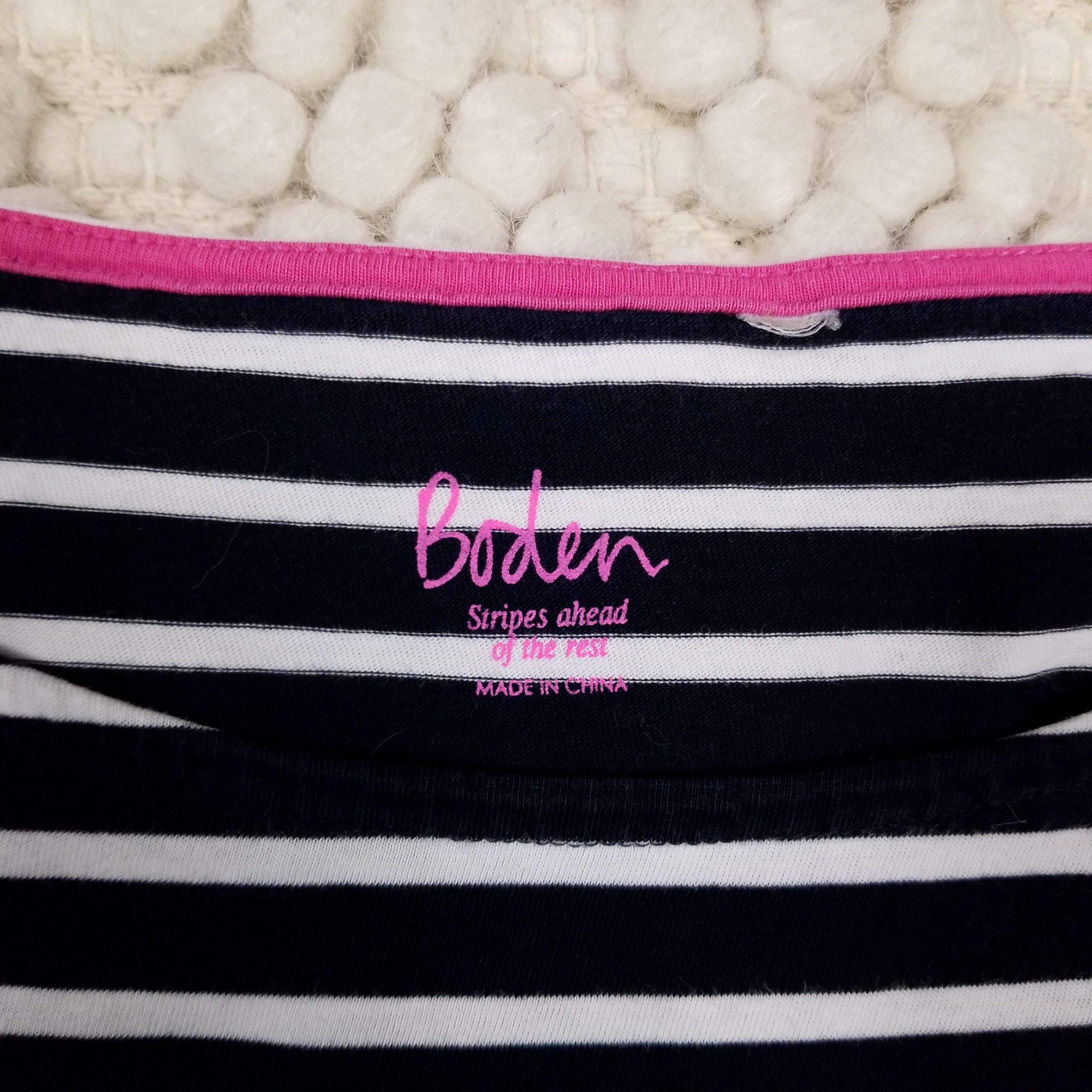 Boden Striped Long Sleeve Tee Ranbow Cuffs Size M / US 6-8 / IT 42-44 - 6 Thumbnail