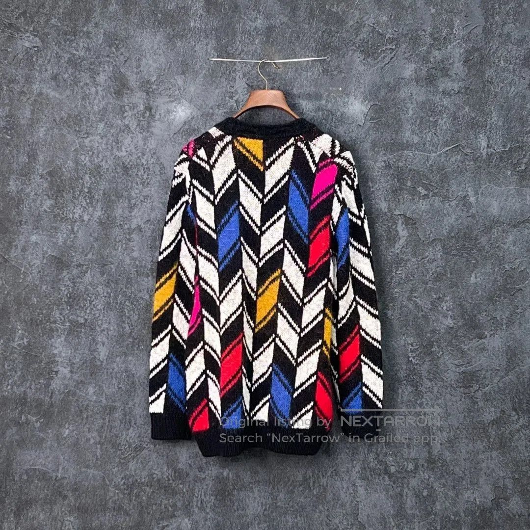 Saint Laurent Paris Saint Laurent Chevron Pattern Wool Cardigan. Size M / US 6-8 / IT 42-44 - 6 Thumbnail
