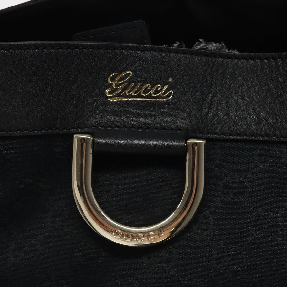 GUCCI GG Canvas Tote Bag Black Gold