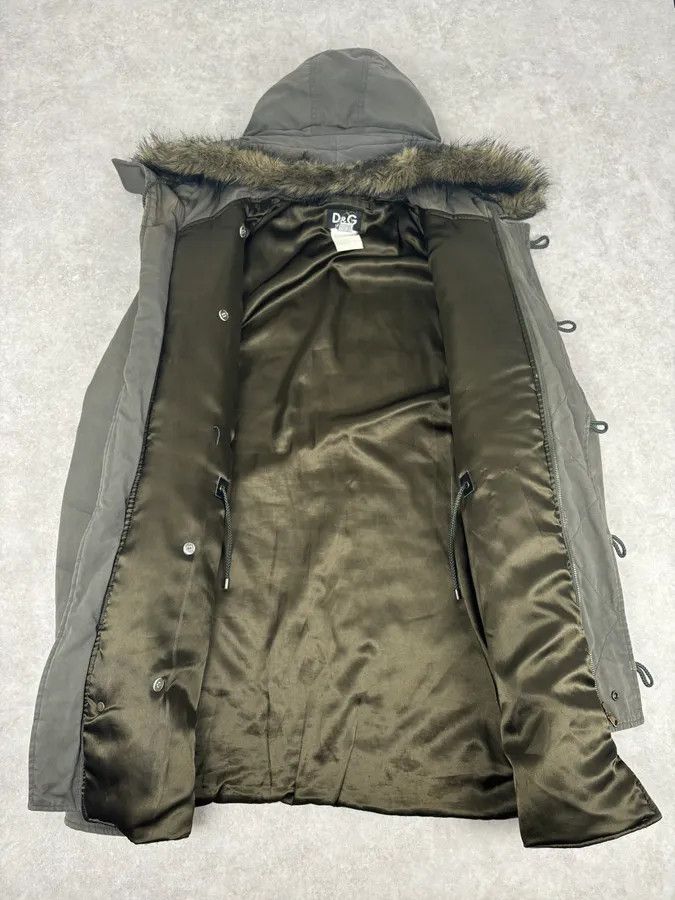 Dolce & Gabbana AW2003 Dolce & Gabbana Khaki Fur-Trimmed Military Parka Coat Size US L / EU 52-54 / 3 - 7 Thumbnail