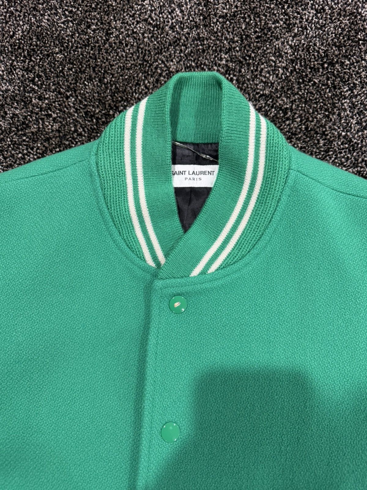 Saint Laurent Paris Saint Laurent Paris x Hedi 2016 Teddy Varsity Green Jacket Size US L / EU 52-54 / 3 - 7 Thumbnail
