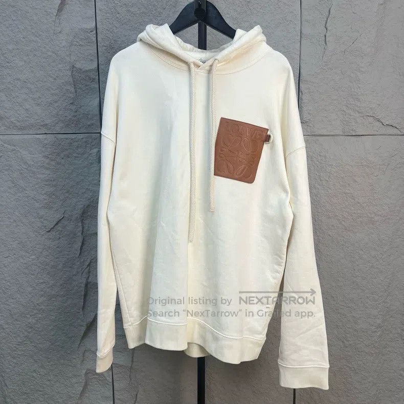 Loewe Loewe Off-white Front Leather Patch Hooded Sweatshirt Size US XL / EU 56 / 4 - 1 Thumbnail