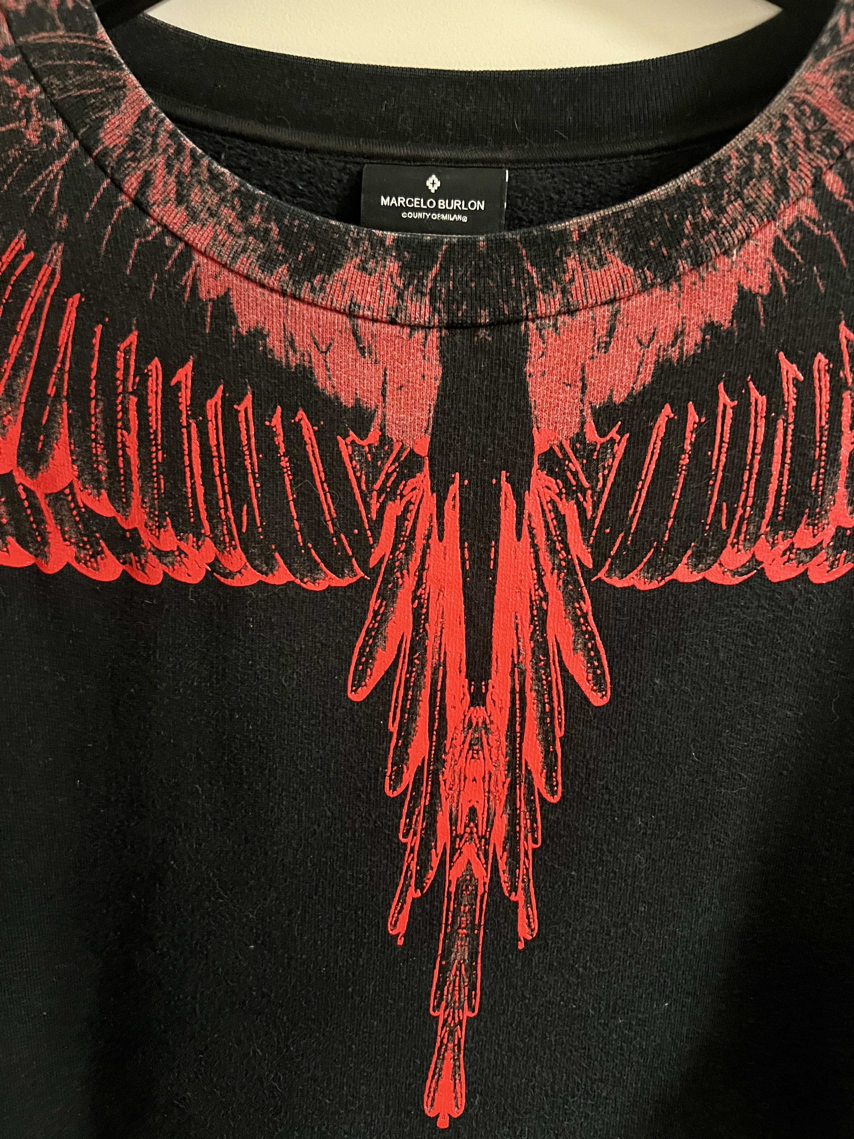 Marcelo Burlon County of Milan Red Icon Wings Graphic Crewneck Size US S / EU 44-46 / 1 - 2 Thumbnail