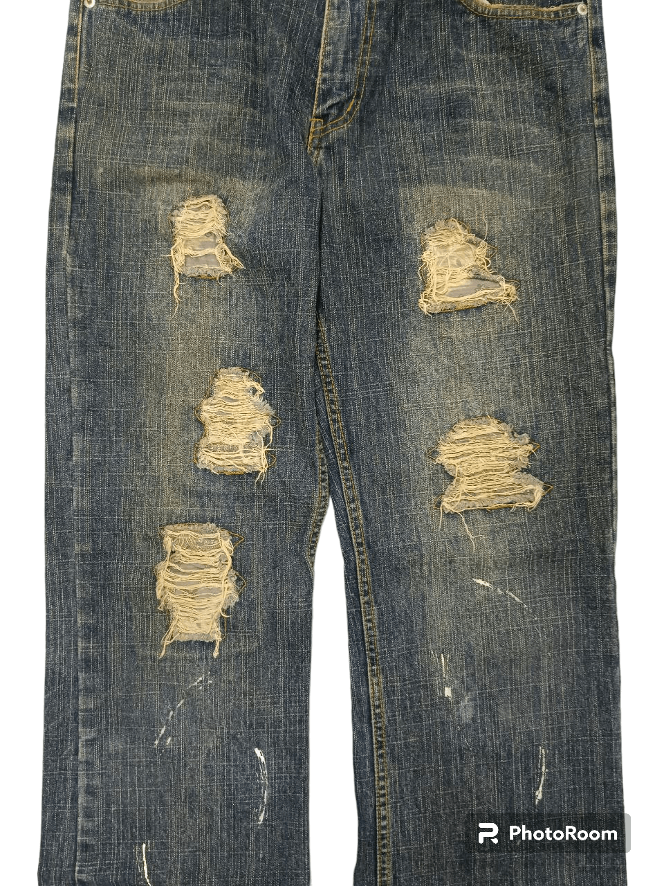 Japanese Brand FLARE SICK RIPED PACTHWORK FREEBEAT DIAG DENIM PANTS Size US 32 / EU 48 - 3 Thumbnail