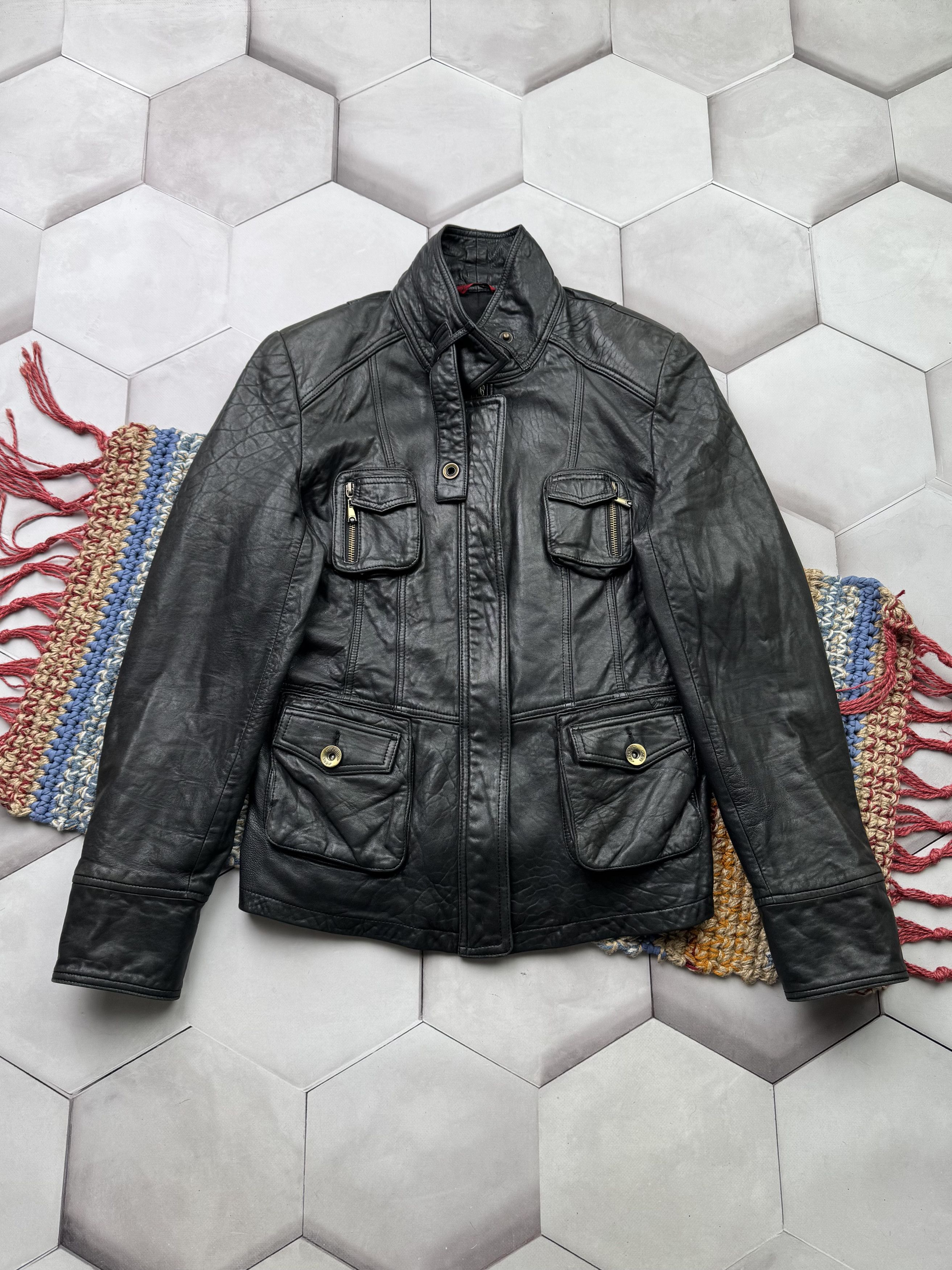 Japanese Brand Vintage Leather Cropped Jacket (E4) Size L / US 10 / IT 46 - 1 Thumbnail