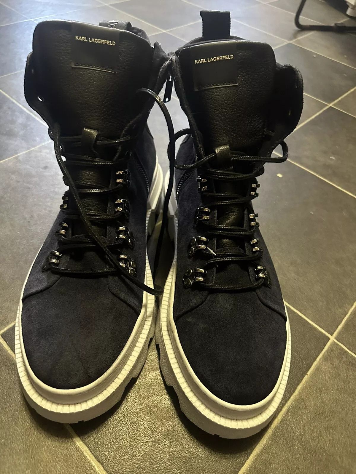 Karl Lagerfeld Karl Lagerfeld Paris Men's Lug Sole Suede Lace-Up Work Boots Size US 13 / EU 46 - 1 Thumbnail