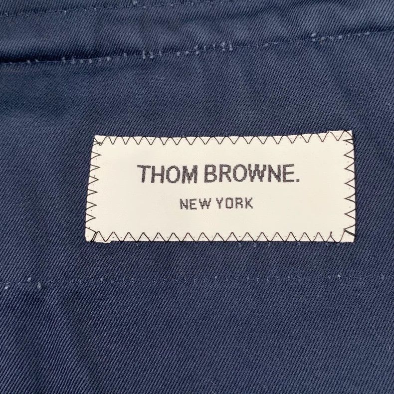 Thom Browne Thom Browne Size 4 Dark blue gold buckle lapel cotton suit Size 42R - 6 Thumbnail