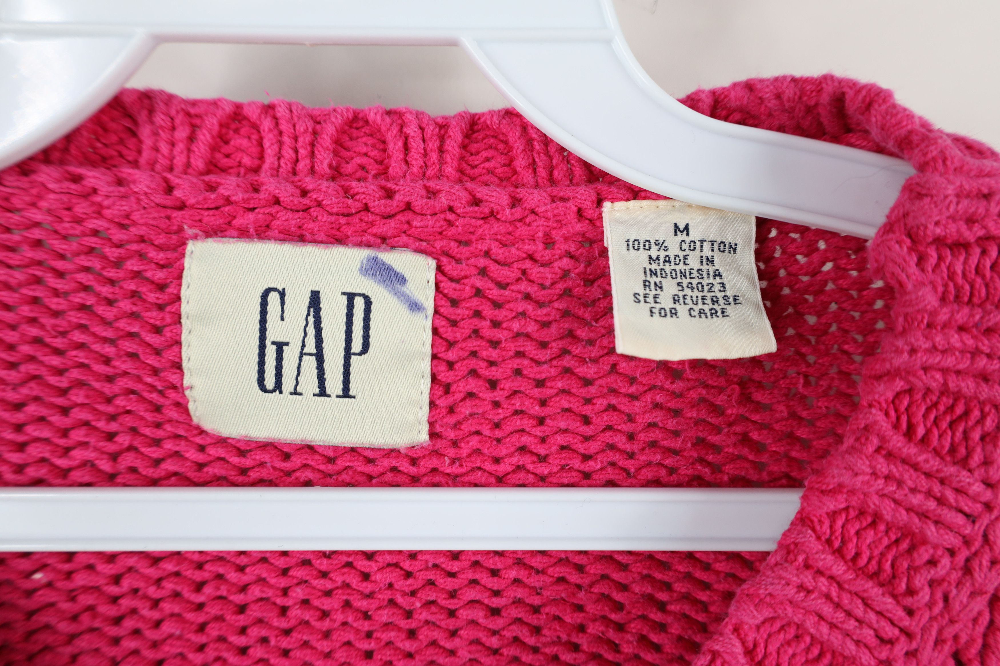 Gap × Vintage Vintage 90s Gap Heavy Cotton Knit Crewneck Sweater Pink Size US M / EU 48-50 / 2 - 4 Thumbnail
