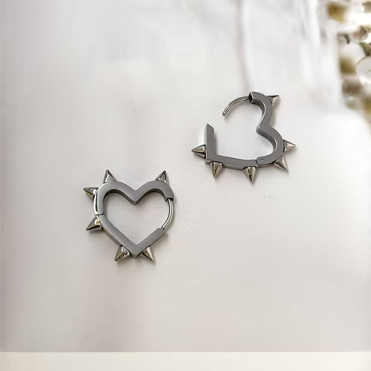 Other Spike Heart Stud Earrings for Men Women Punk Hip Hop Unisex Size ONE SIZE - 3 Thumbnail