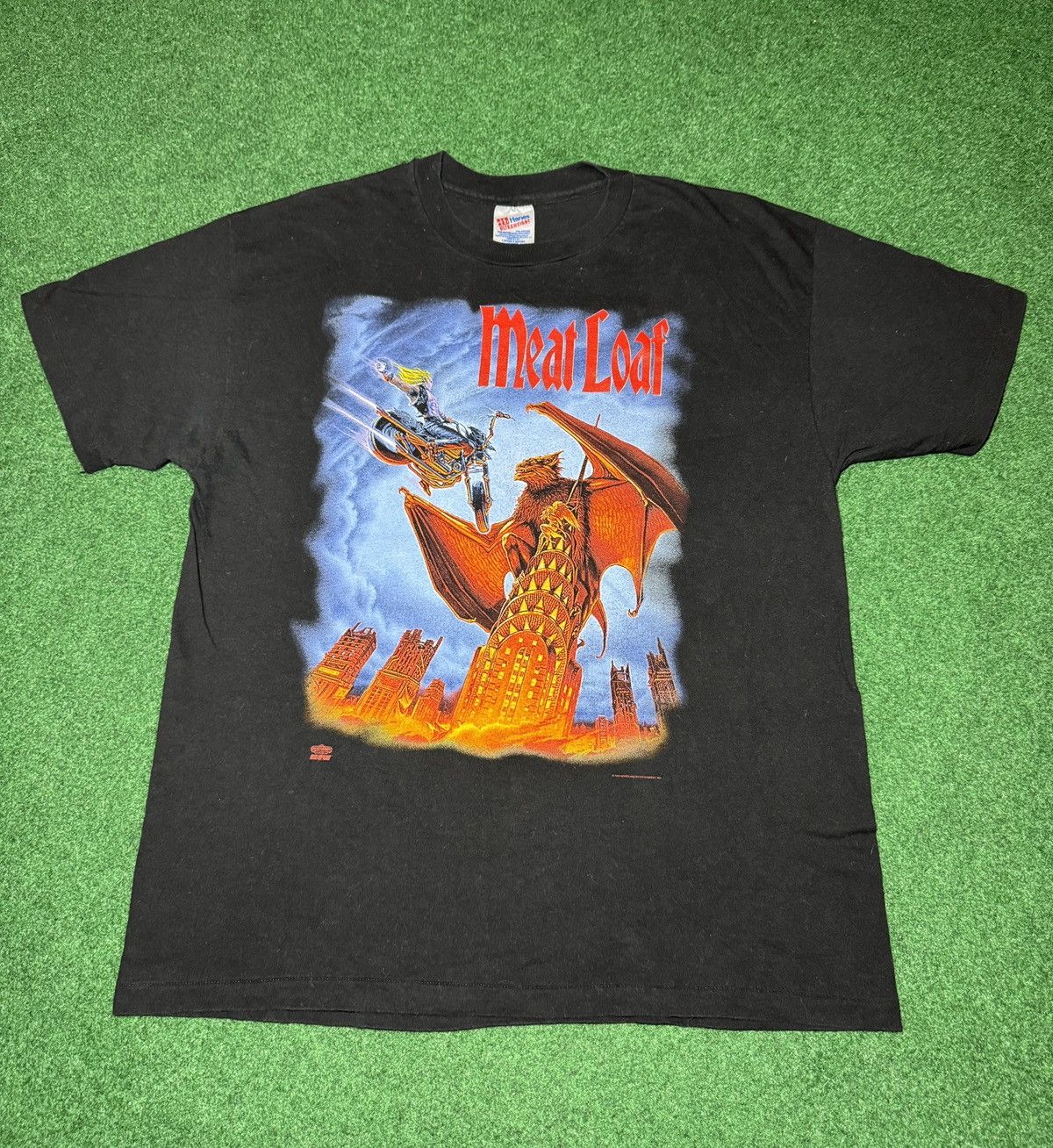 Band Tees × Hanes × Vintage Vintage 90s Meatloaf World Tour Bat Out Of Hell XL T Shirt Size US XL / EU 56 / 4 - 1 Thumbnail