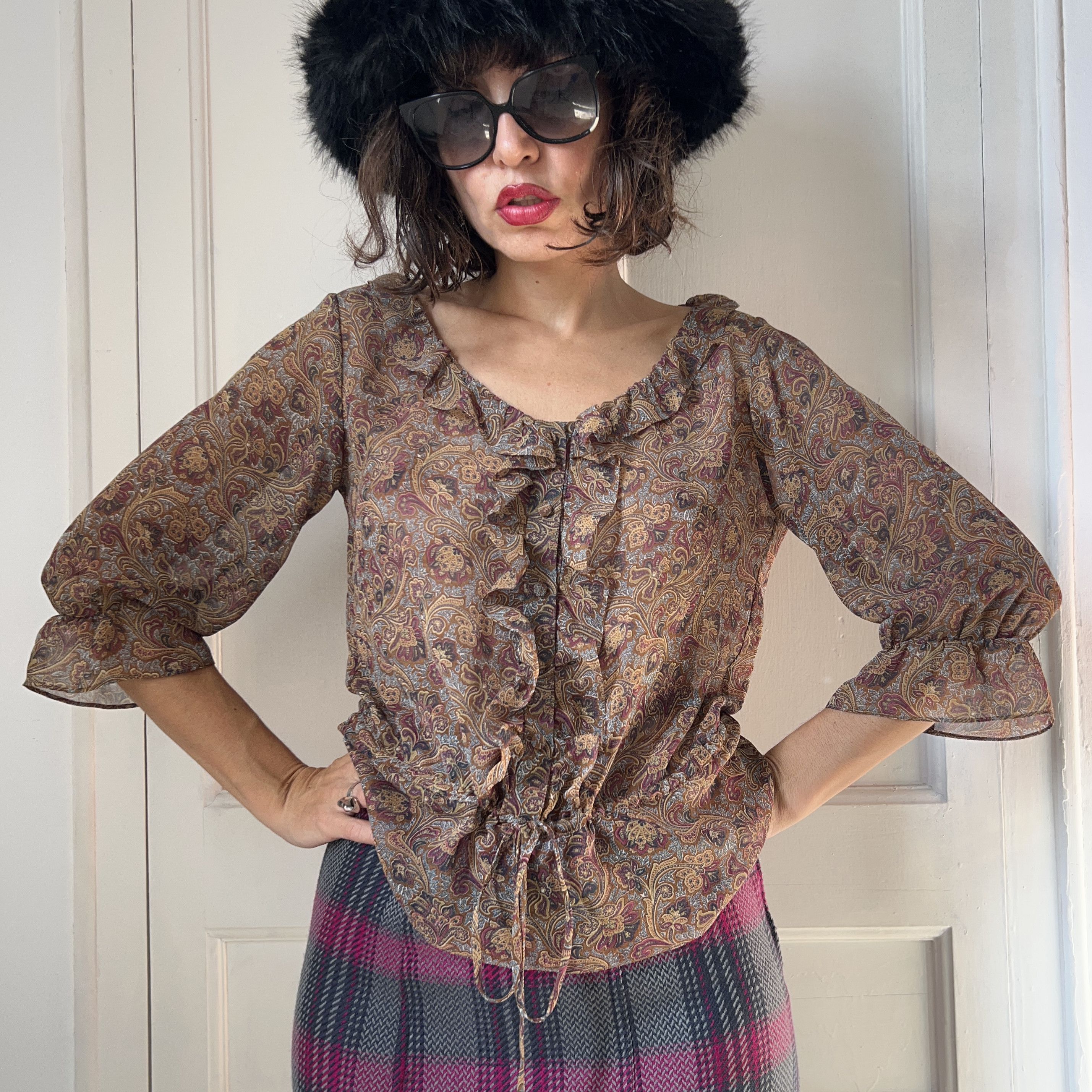 Vintage Vintage 70s Paisley Blouse Size S / US 4 / IT 40 - 1 Thumbnail
