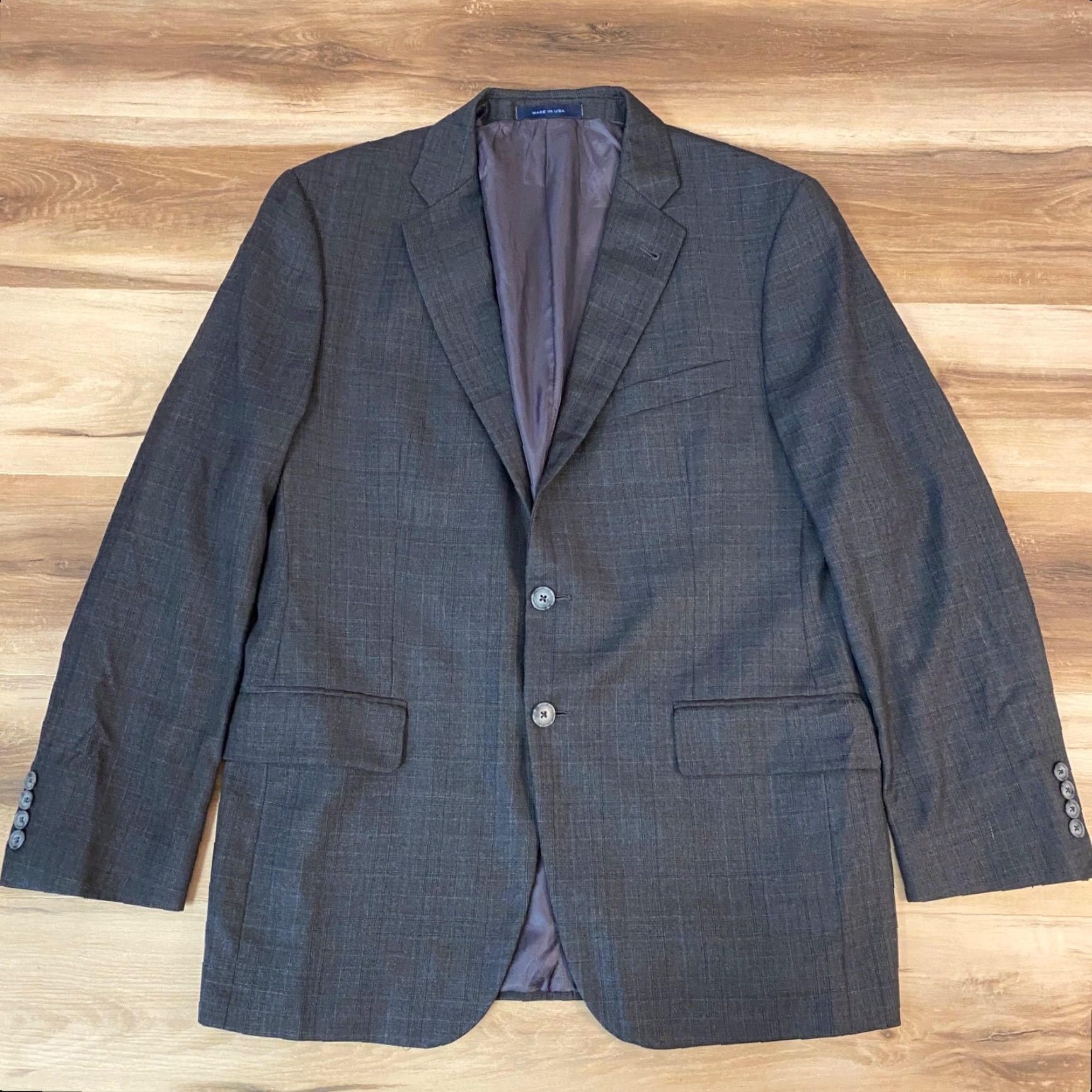 Joseph Abboud Joseph Abboud Blazer Mens 42R Gray Plaid 2 Button Single-Breasted Wool Jacket USA Size 42R - 2 Thumbnail