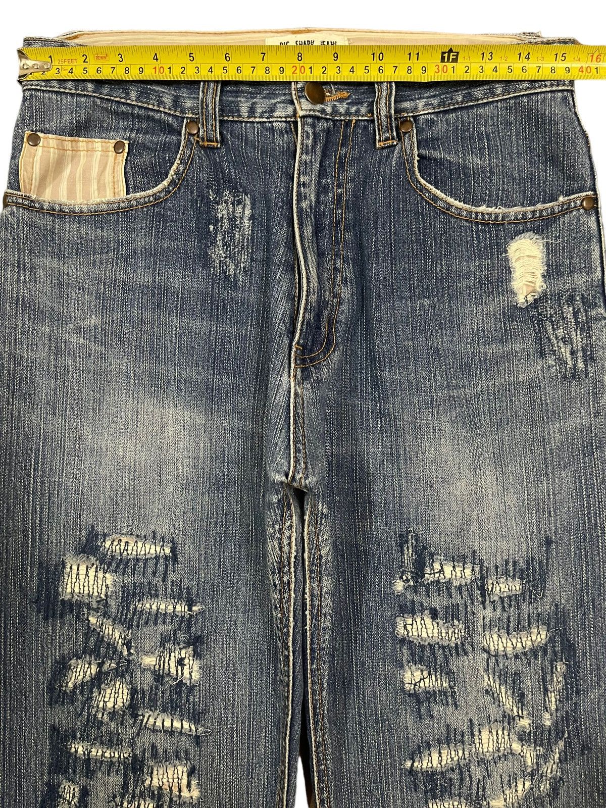 14th Addiction Vintage Japanese Brand Sashiko Distressed Baggy Jeans Size US 30 / EU 46 - 9 Thumbnail