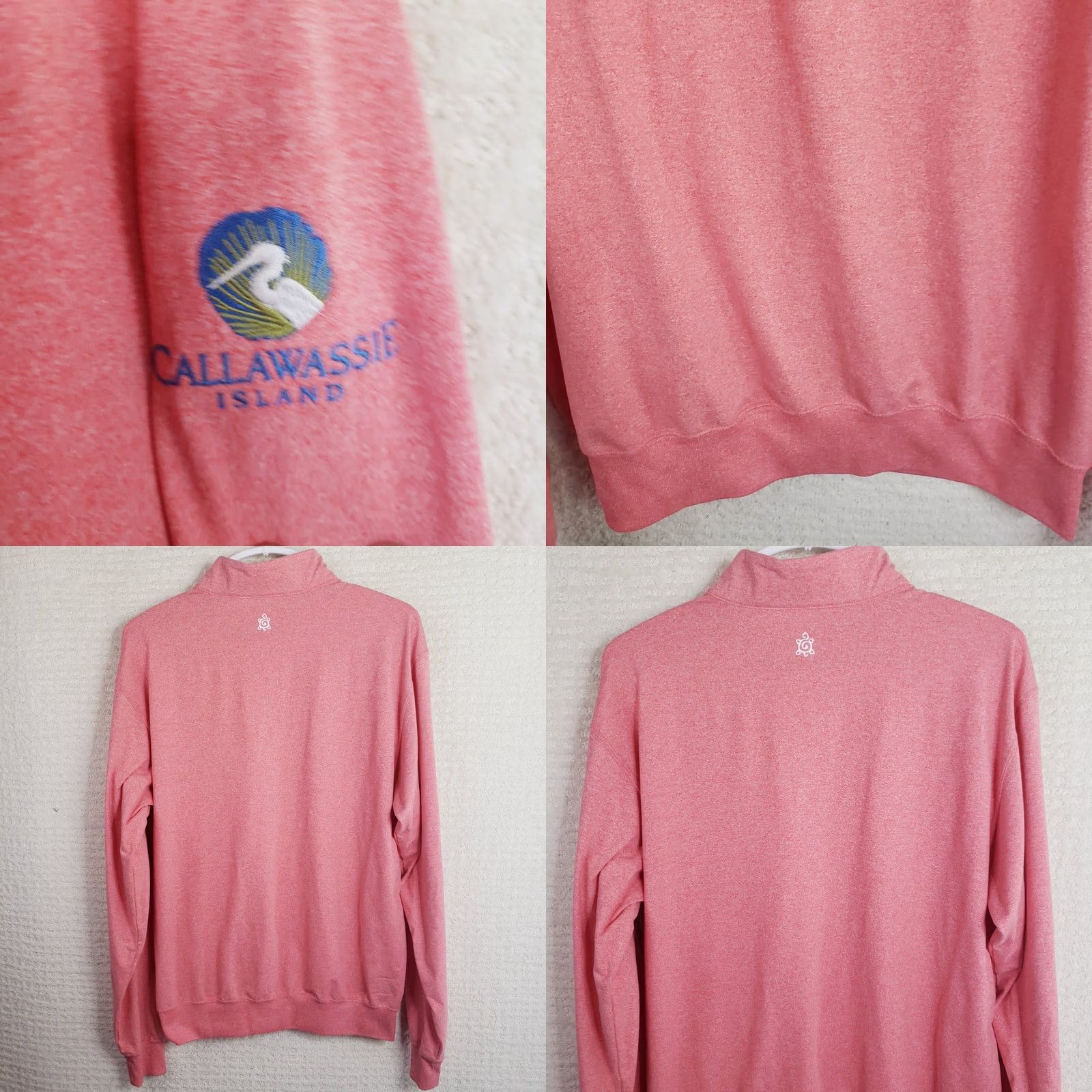 Pinko Turtleson Mens M 1/4 Zip Pullover Sweater Heathered Pink Coral Spring Island SC Size US M / EU 48-50 / 2 - 8 Thumbnail