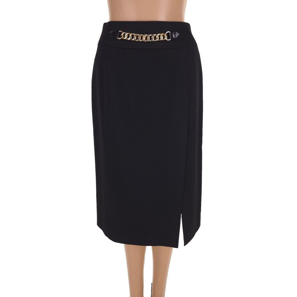 Celine Vintage 80s 90s Celine Paris Chainlink Slit Front Skirt 6 Size 26" / US 2 / IT 38 - 1 Thumbnail
