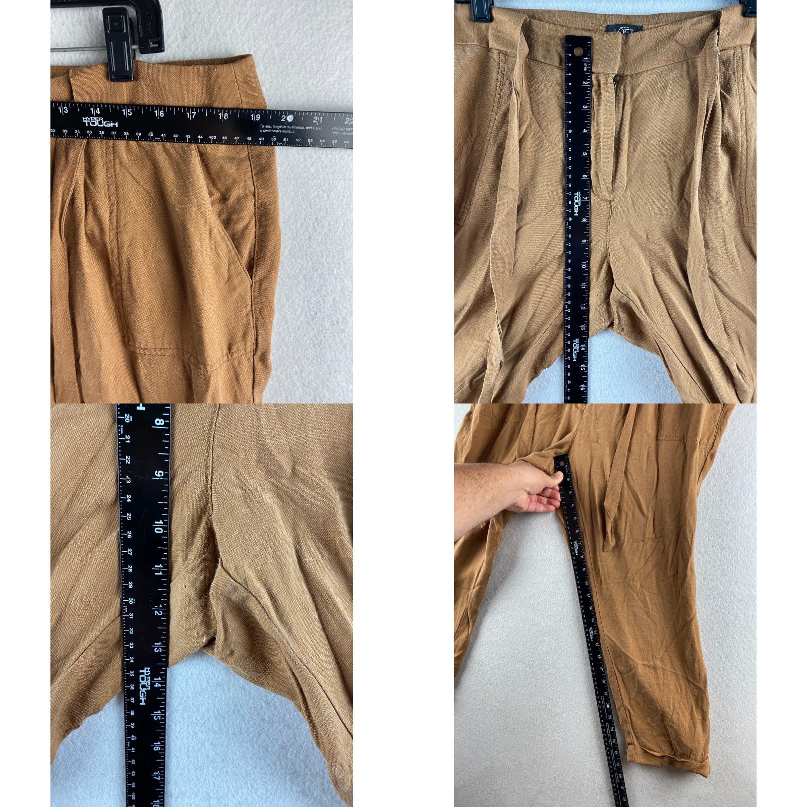 Ann Taylor VINTAGE Ann Taylor Loft Pants Womens 14 Brown Paperbag Ankle Cuffed Tie Front Casual Size 36" / US 14 / IT 50 - 8 Thumbnail