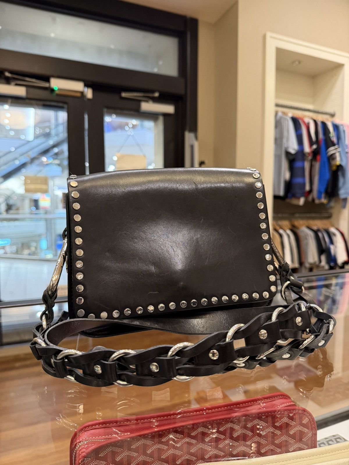 Isabel Marant Isabel Marant Black Leather Calibar Silver Studded Bag Size ONE SIZE - 1 Thumbnail
