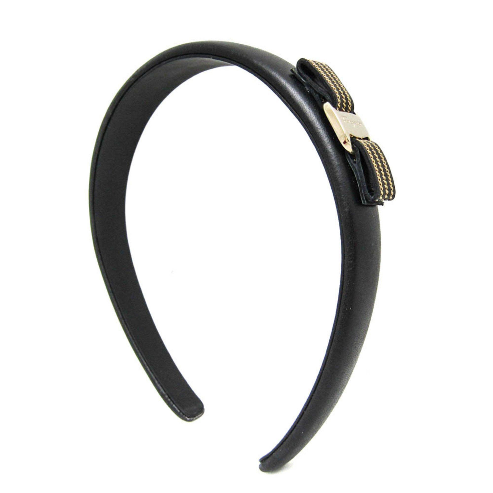 Salvatore Ferragamo Vara LeatherMetal Women's Alice Band BlackGold