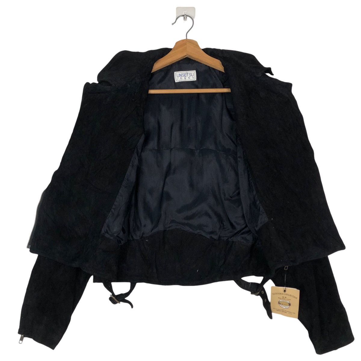 Genuine Leather 🔥Rich Black Biker Jacket Asymmetric Zipper Unsetsu Kapital Size US M / EU 48-50 / 2 - 13 Thumbnail