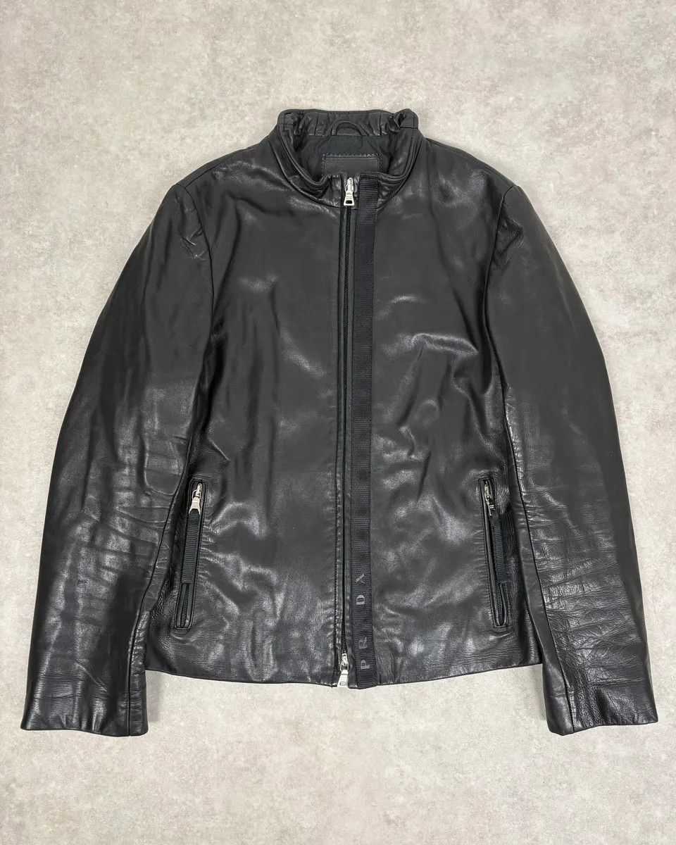 Prada AW1999 Prada Black Minimalist Biker Leather Jacket Size M / US 6-8 / IT 42-44 - 1 Thumbnail