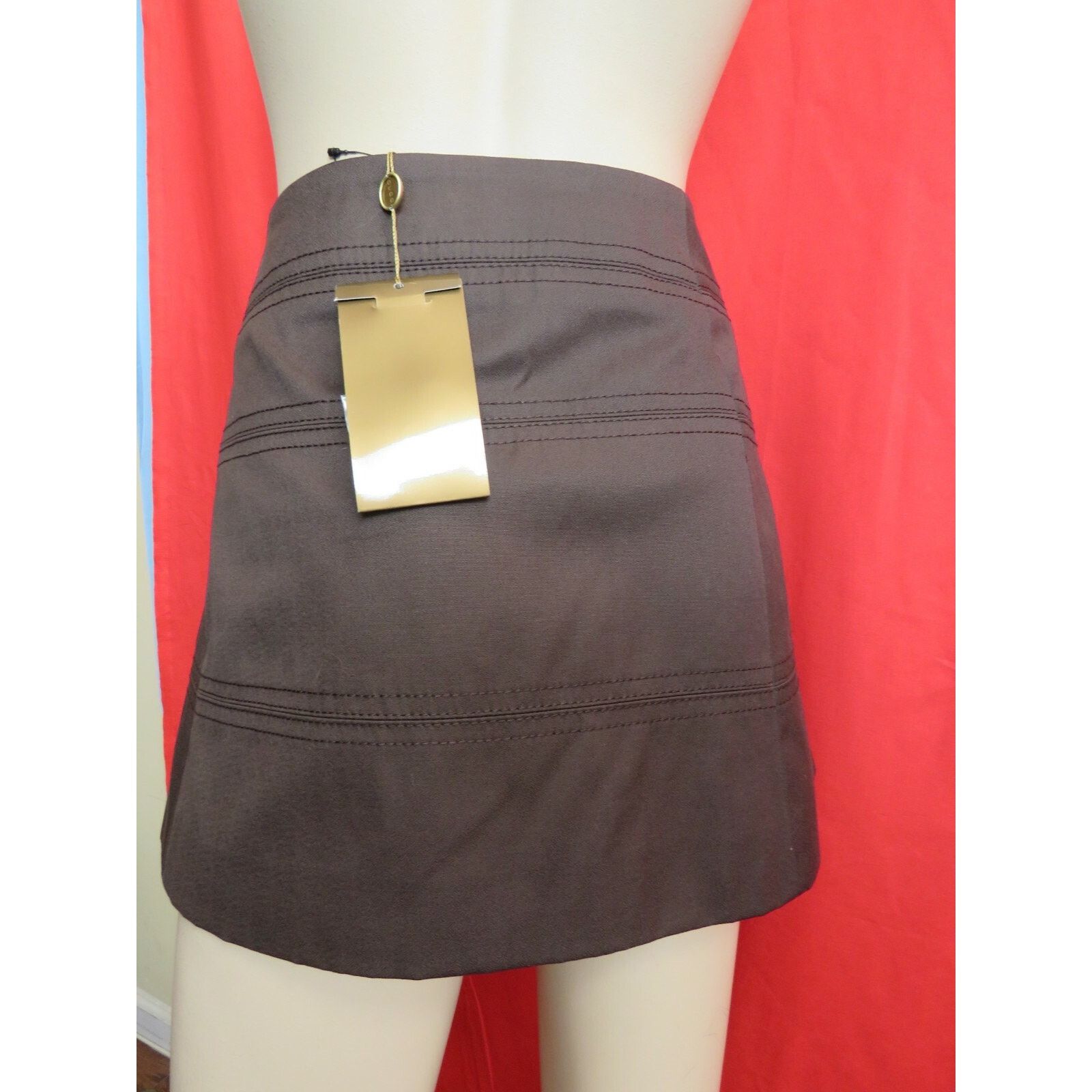 Gucci GUCCI 212891 BROWN COTTON JEWELED TURNLOCKS BUCKLE SKIRT 44 Size 30" / US 8 / IT 44 - 4 Thumbnail