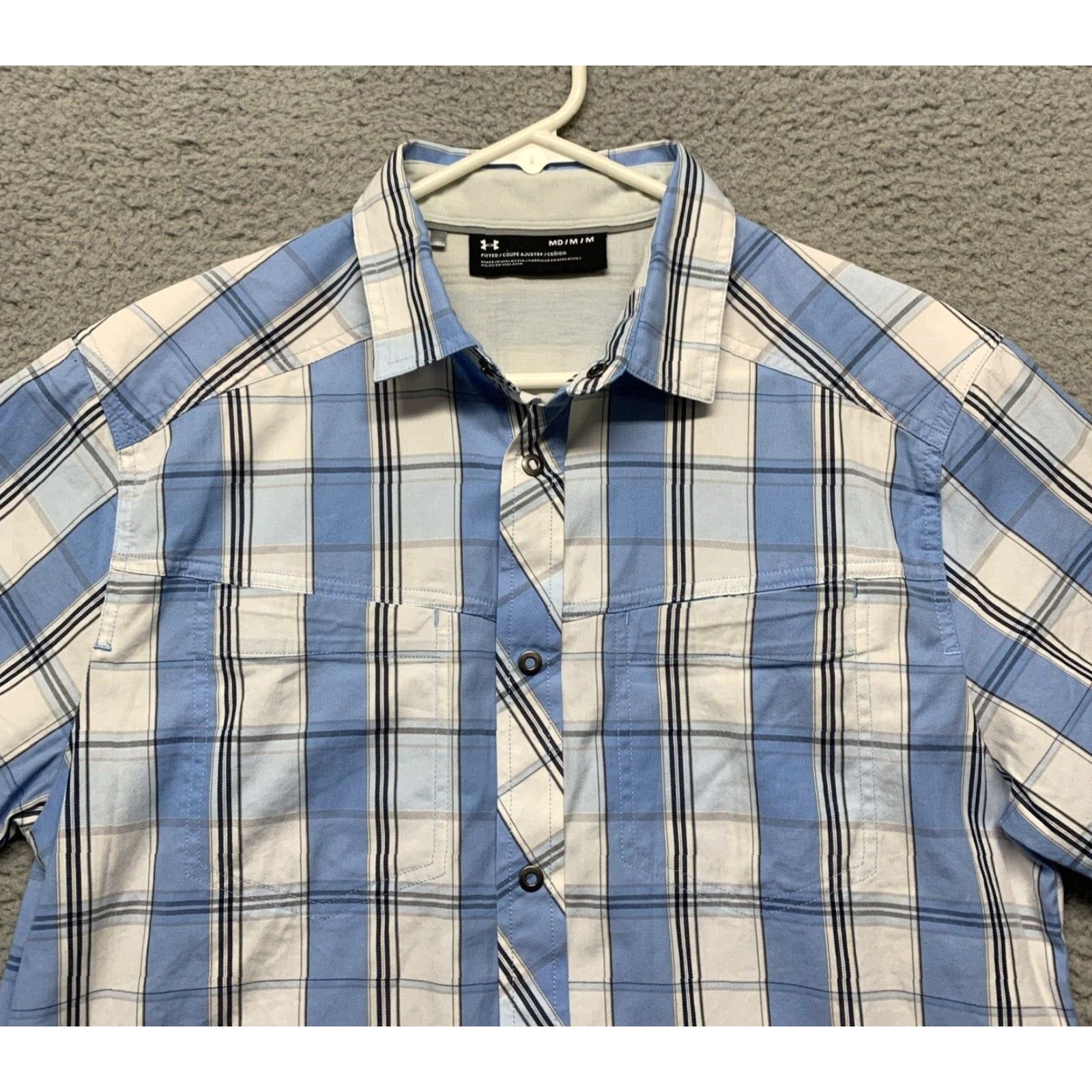 Under Armour Under Armour Men's M Fitted Plaid Short Sleeve Shirt Snap Button Collar Casual Shirt Size US M / EU 48-50 / 2 - 7 Thumbnail