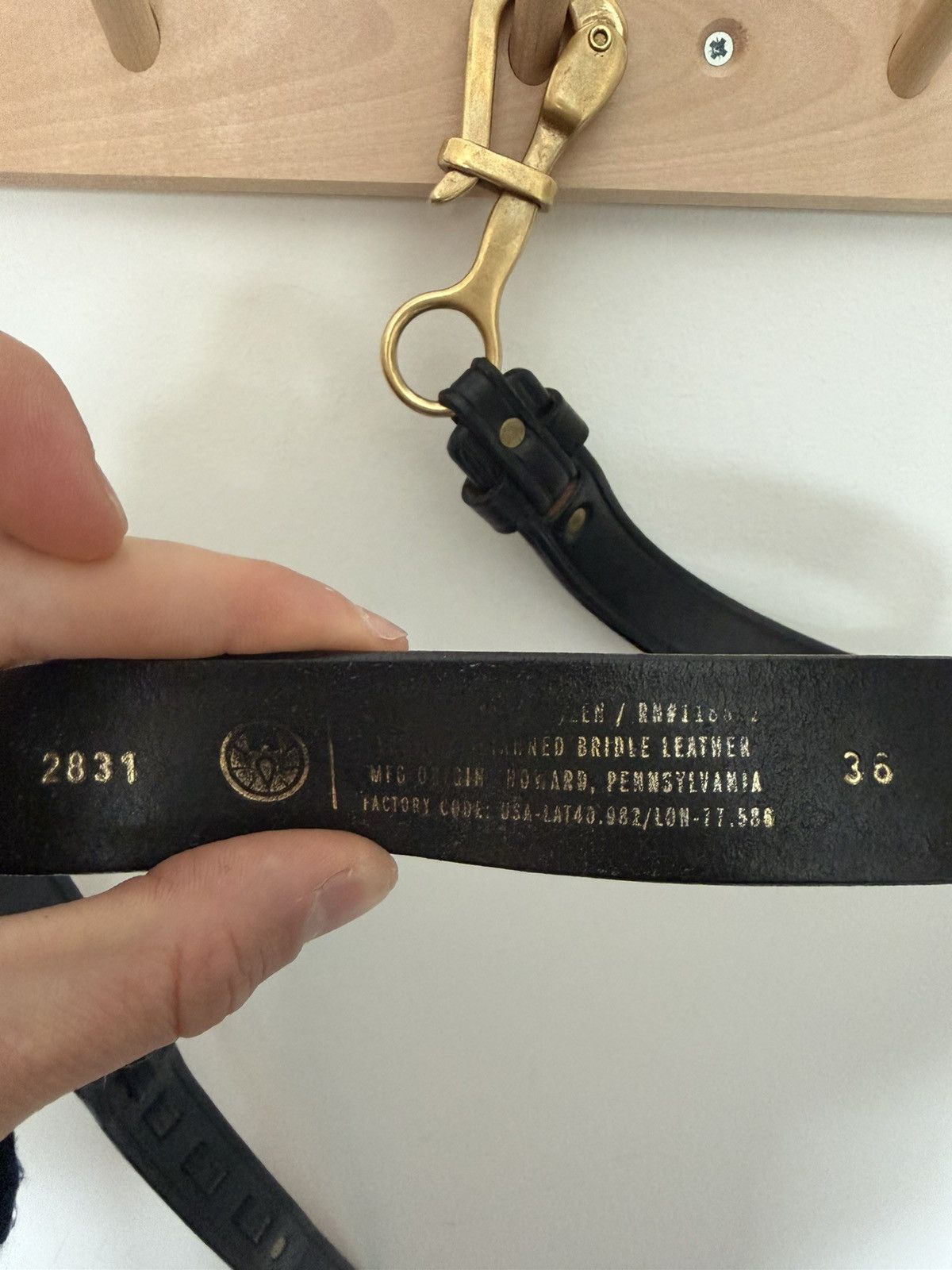 The Lost Explorer Brass buckle black leather belt Size 36 - 2 Thumbnail