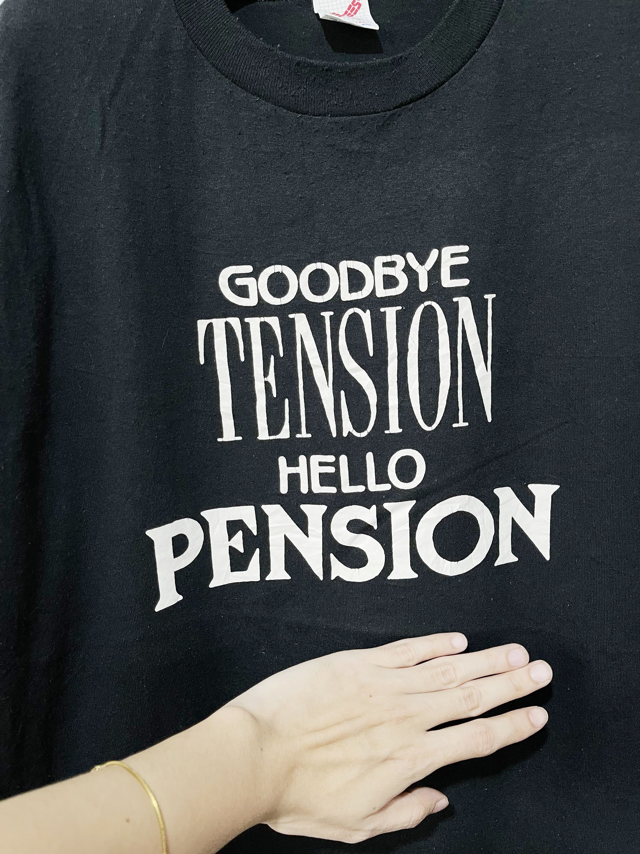 Sci-Fi Fantasy × Vintage Vintage "Goodbye Tension Hello Pension" Tee Size US XL / EU 56 / 4 - 2 Thumbnail