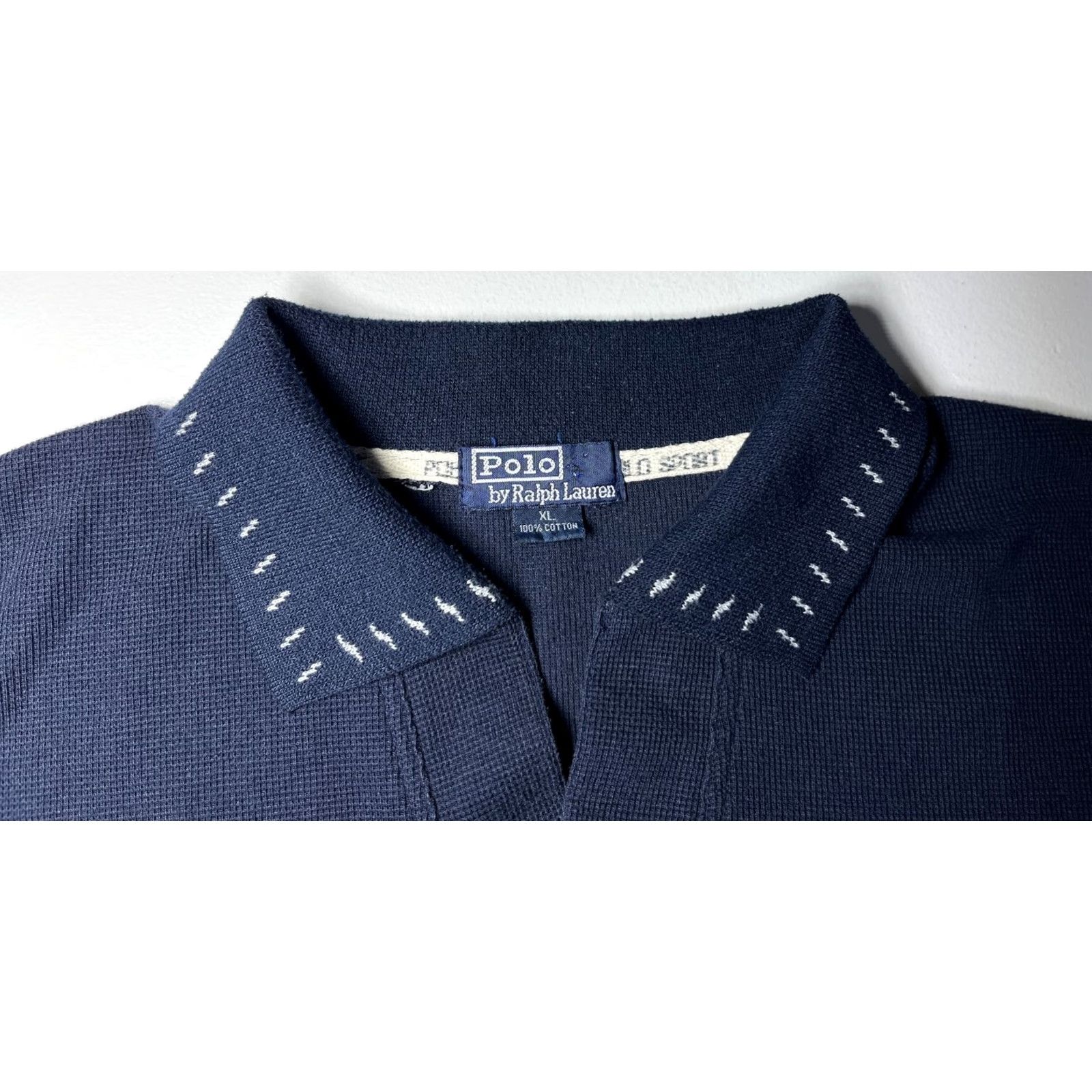 Polo Ralph Lauren Polo Ralph Lauren Polo Shirt Mens 90s Vintage V-Neck Short Sleeve Navy XL Made in USA Size US XL / EU 56 / 4 - 6 Thumbnail