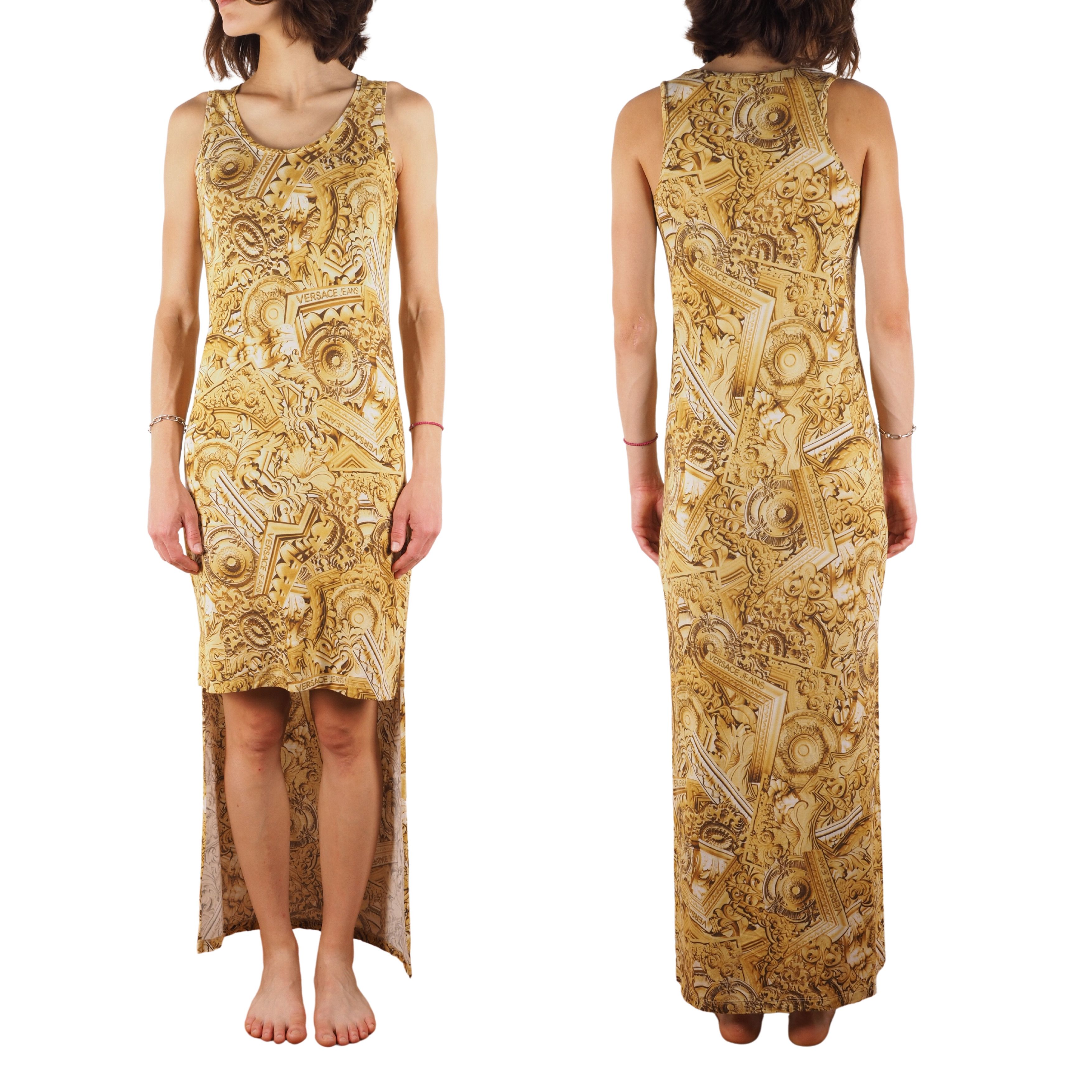 Versace Jeans Gold Baroque Midi Long Dress