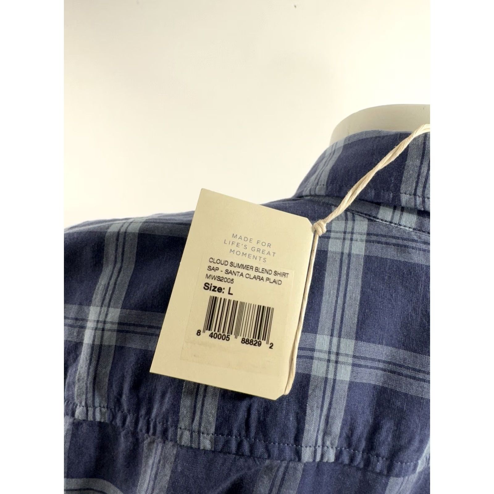 Faherty FAHERTY Linen Plaid Summer L Shirt String - Blue - Long Sleeve - Button-Up - Men - M Size US M / EU 48-50 / 2 - 6 Thumbnail