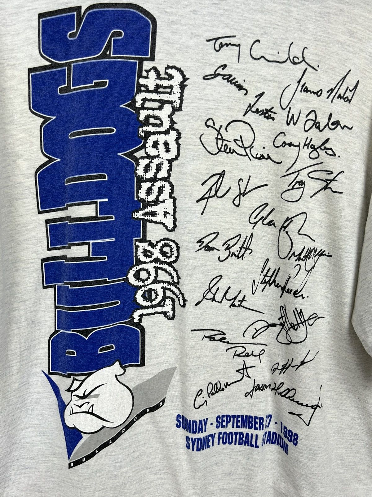 Vintage 90s Vintage NRL 1998 Grand Final Bulldogs Assault T-Shirt Size US XL / EU 56 / 4 - 9 Thumbnail